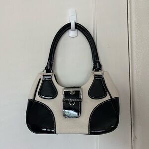 Black and Cream Buckle Purse
